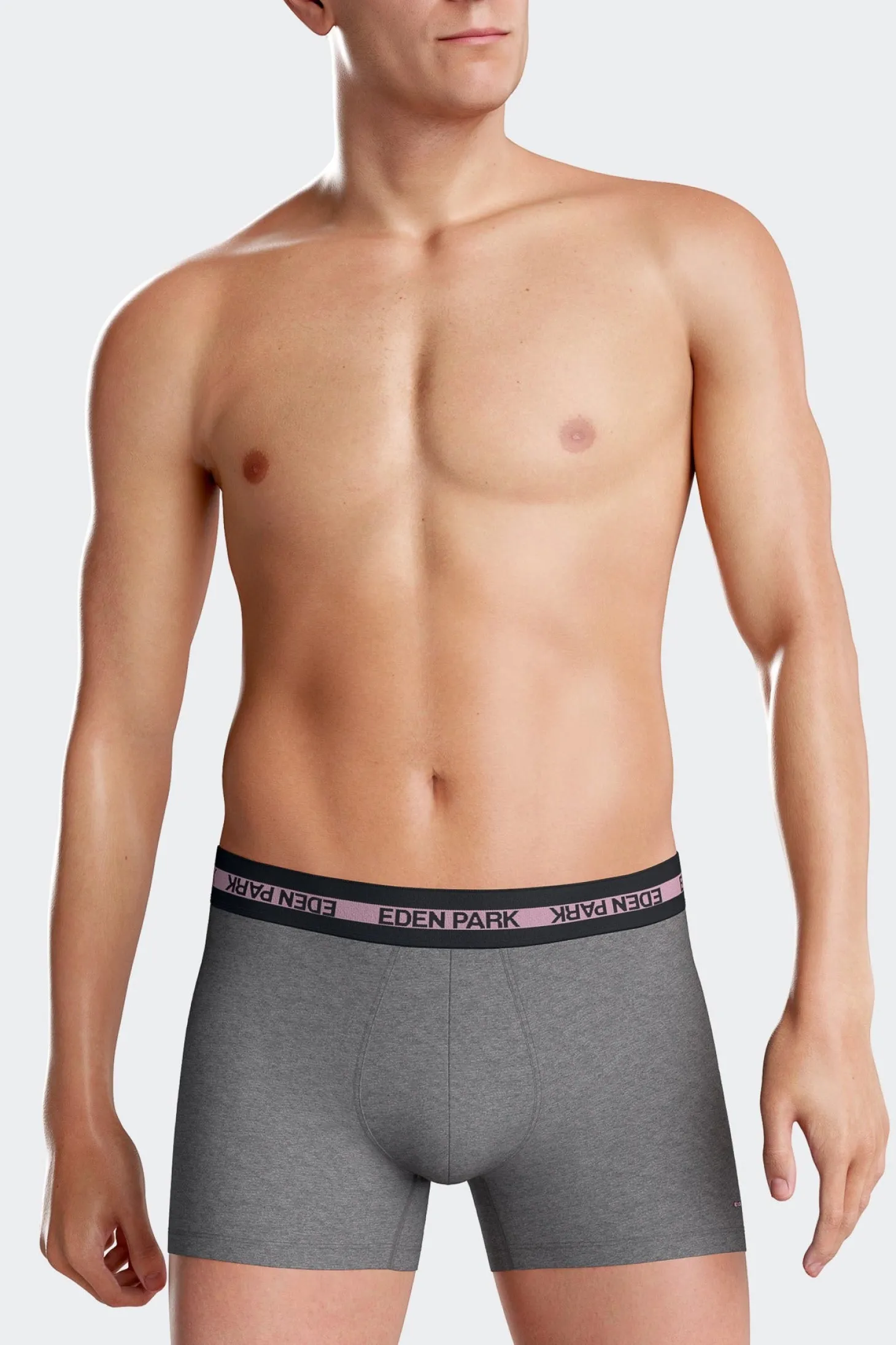 Boxer en coton stretch élastique taille siglé gris anthracite