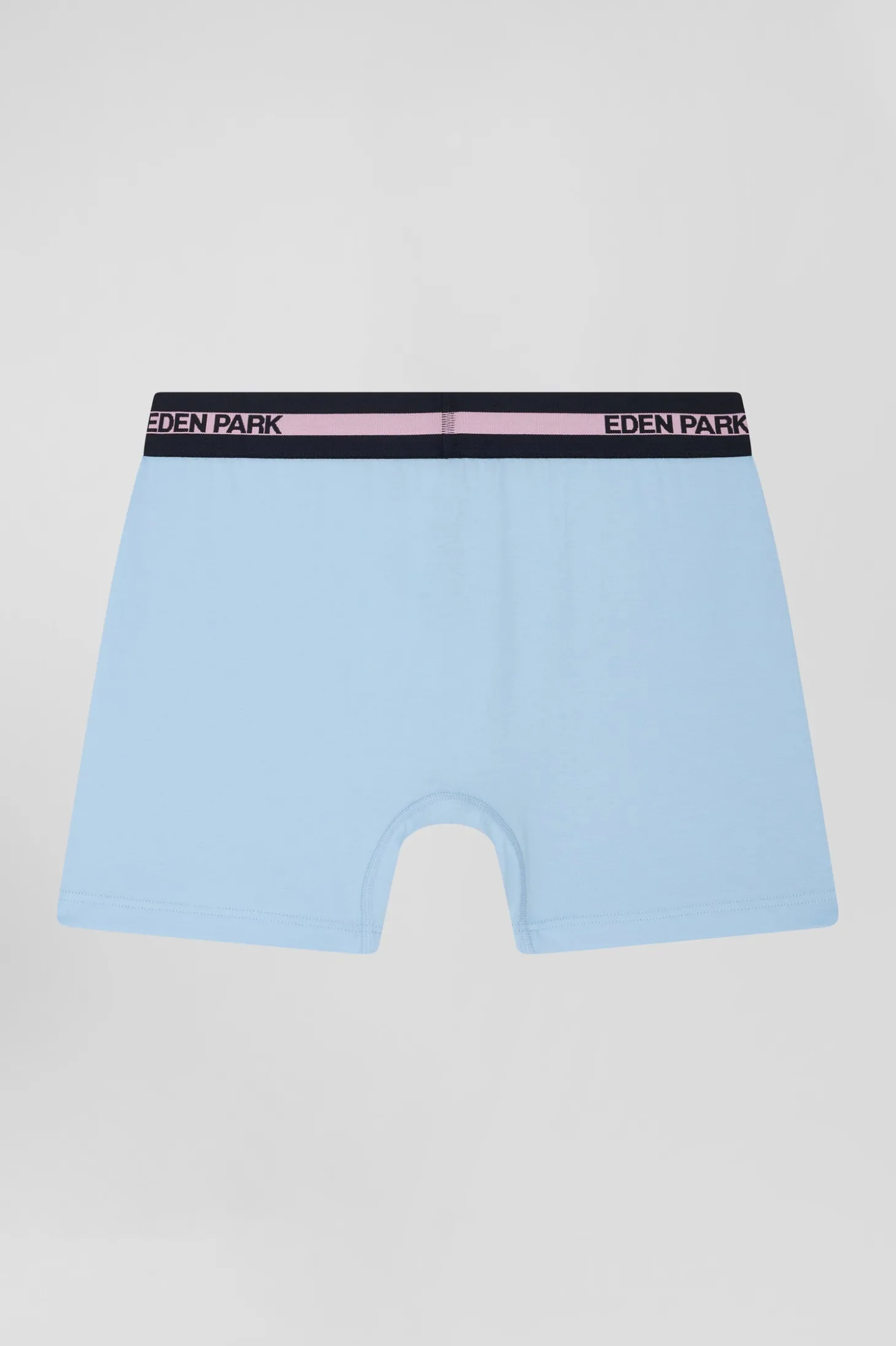 Boxer en coton stretch élastique taille siglé ciel