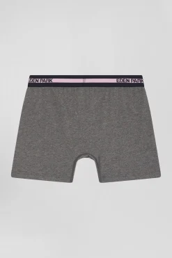 Boxer en coton stretch élastique taille siglé gris anthracite