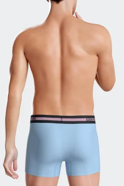 Boxer en coton stretch élastique taille siglé ciel