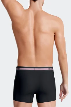 Boxer en coton stretch élastique taille siglé bleu marine