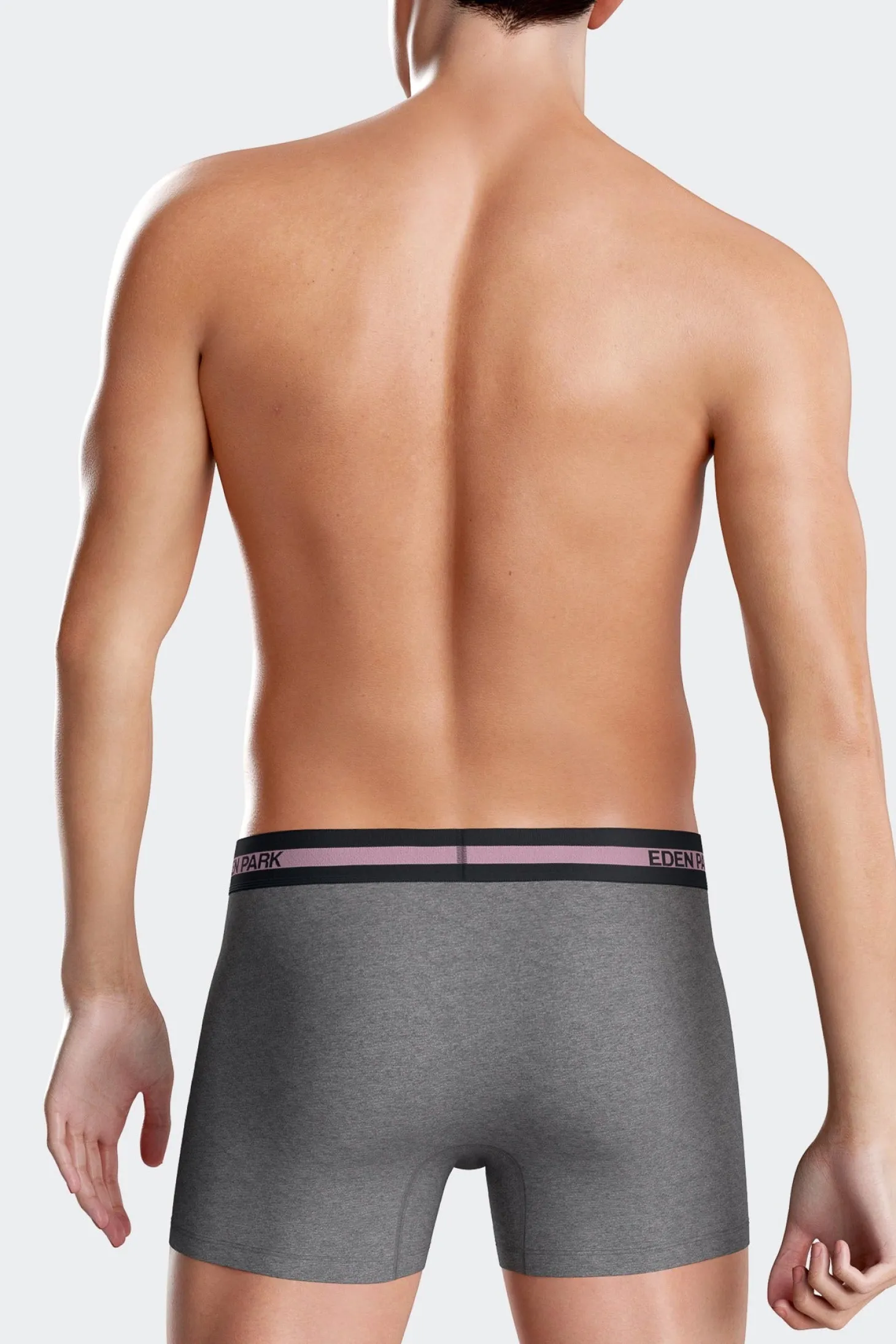 Boxer en coton stretch élastique taille siglé gris anthracite