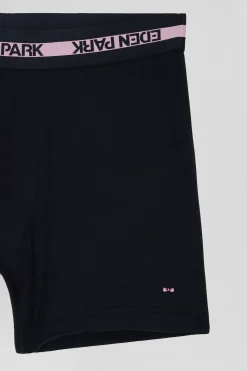 Boxer en coton stretch élastique taille siglé bleu marine