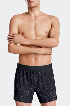 Boxer en jersey de coton stretch bleu marine à micromotifs