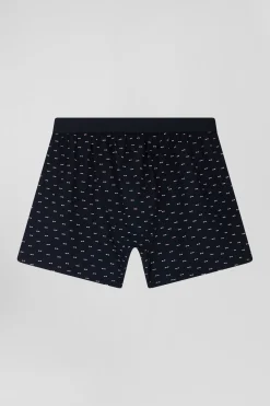 Boxer en jersey de coton stretch bleu marine à micromotifs