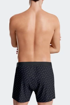 Boxer en jersey de coton stretch bleu marine à micromotifs