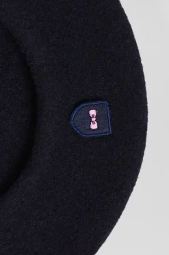Béret en laine bleu marine