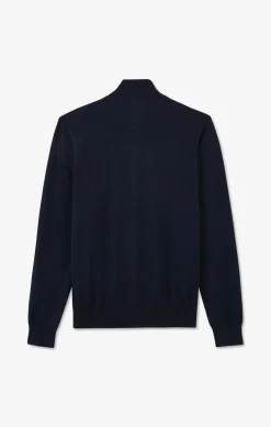 Cardigan bleu marine zippé en coton
