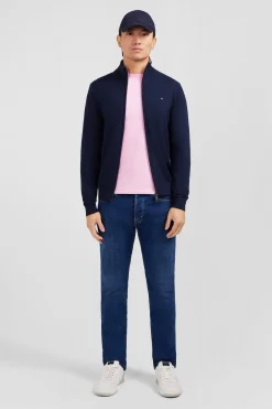 Cardigan bleu marine zippé en coton