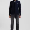 Cardigan en coton avec broderie au dos bleu marine
