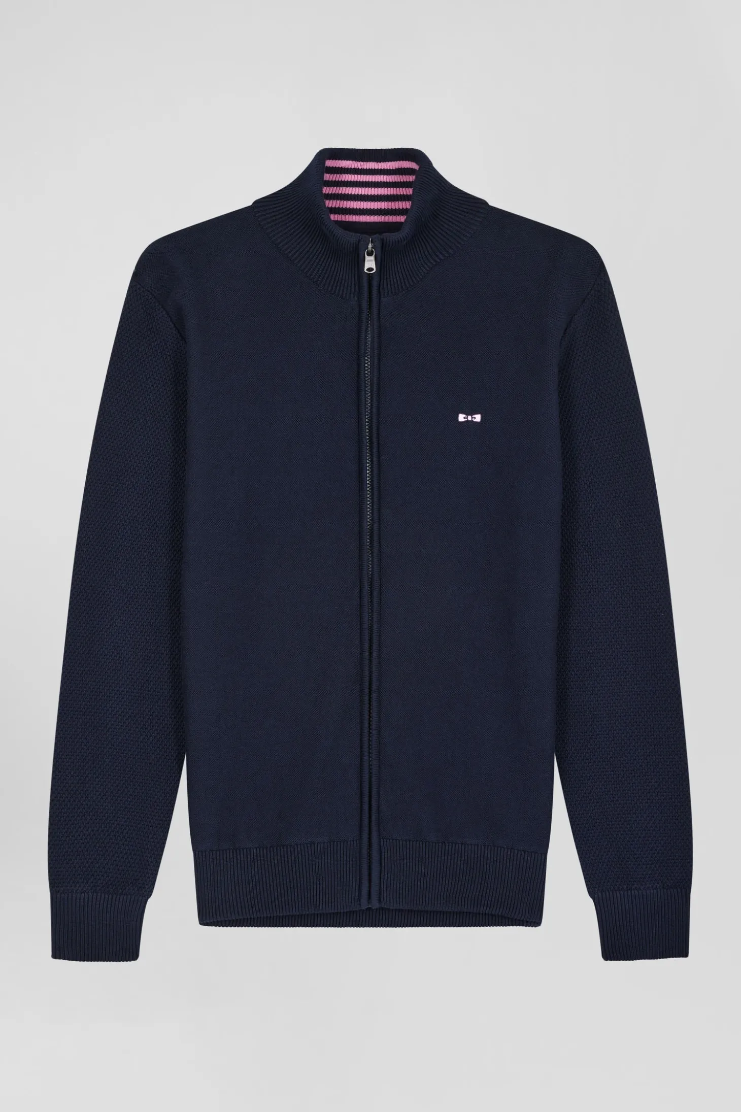 Cardigan en coton avec broderie au dos bleu marine