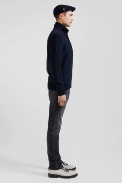 Cardigan en coton avec broderie au dos bleu marine