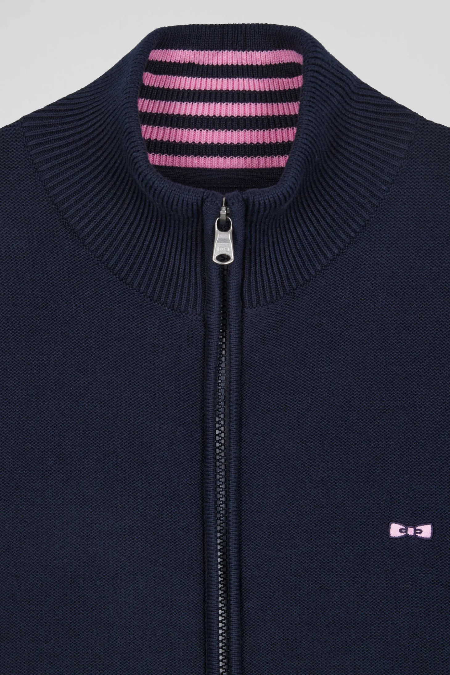 Cardigan en coton avec broderie au dos bleu marine