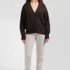 Cardigan en laine et coton marron coupe Relaxed