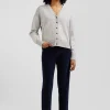 Cardigan en laine et coton gris coupe Relaxed