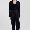 Cardigan en laine et coton bleu marine coupe Relaxed