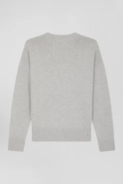 Cardigan en laine et coton gris coupe Relaxed
