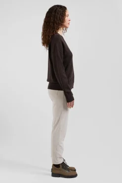 Cardigan en laine et coton marron coupe Relaxed