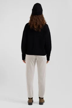 Cardigan en laine et coton gris anthracite coupe Relaxed