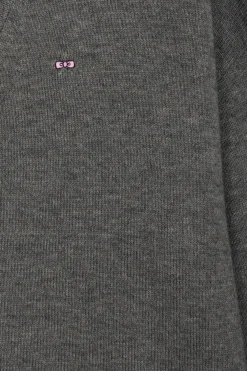 Cardigan en laine et coton gris chiné coupe Relaxed