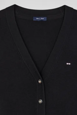 Cardigan en laine et coton gris anthracite coupe Relaxed