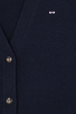 Cardigan en laine et coton bleu marine coupe Relaxed