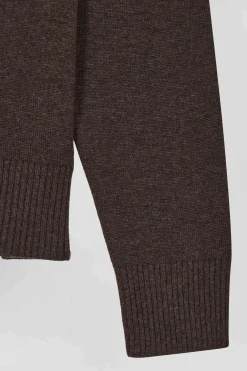 Cardigan en laine et coton marron coupe Relaxed