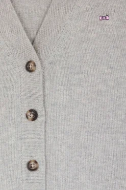 Cardigan en laine et coton gris coupe Relaxed