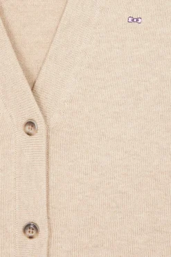 Cardigan en laine et coton beige coupe Relaxed