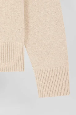 Cardigan en laine et coton beige coupe Relaxed
