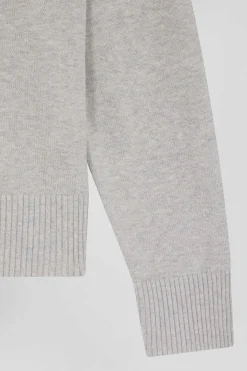 Cardigan en laine et coton gris coupe Relaxed