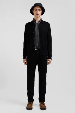 Cardigan en laine mérinos noir coupe Regular