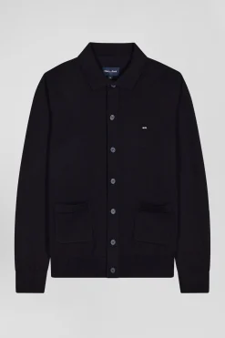 Cardigan en laine mérinos bleu marine coupe Regular