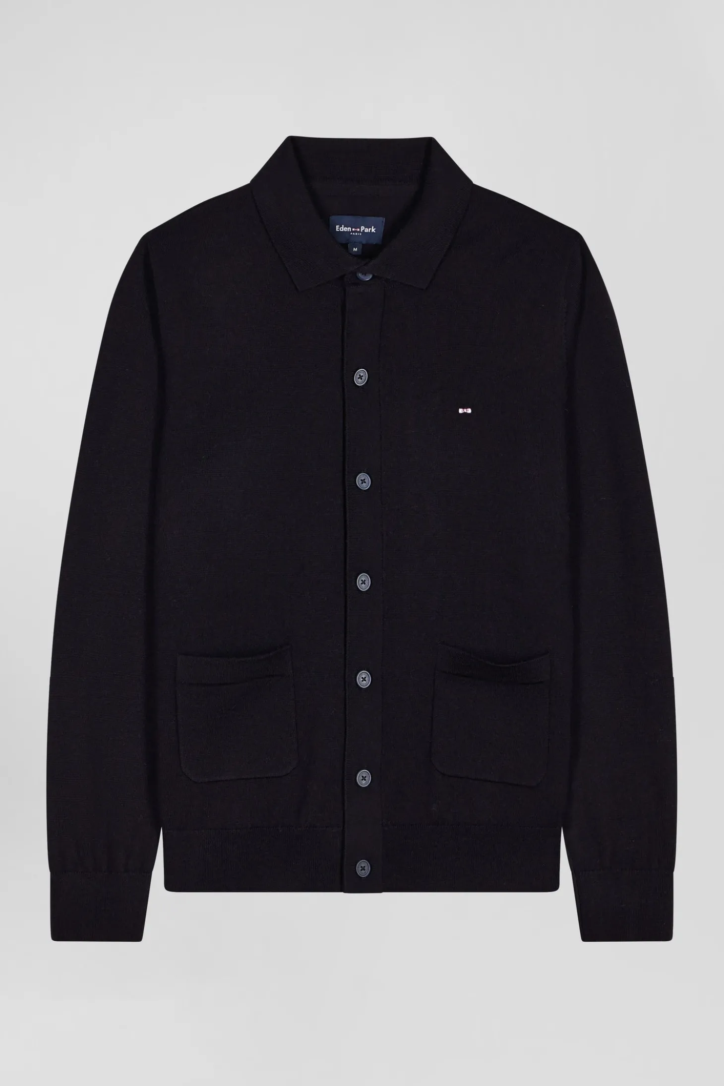 Cardigan en laine mérinos bleu marine coupe Regular