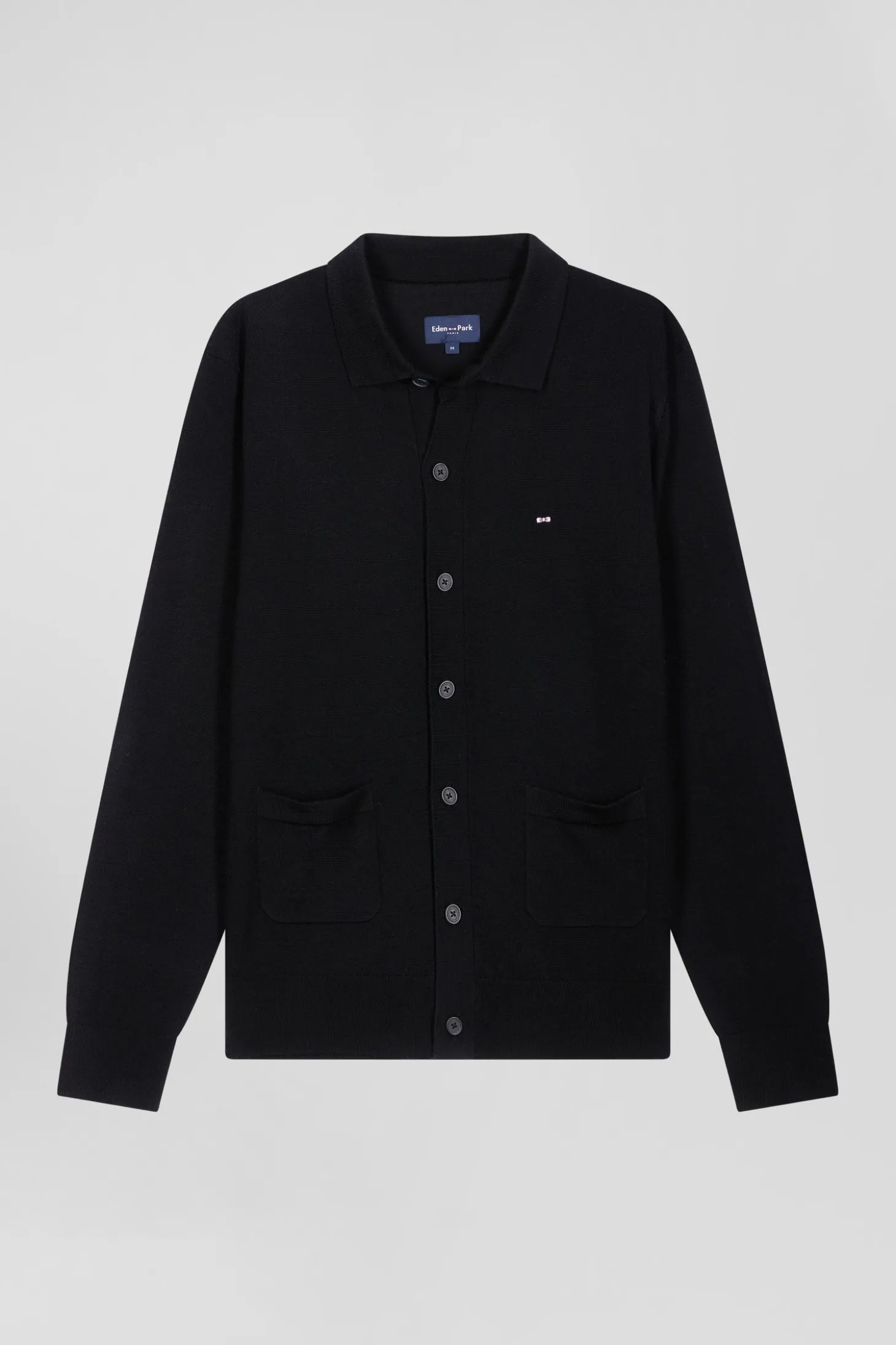 Cardigan en laine mérinos noir coupe Regular