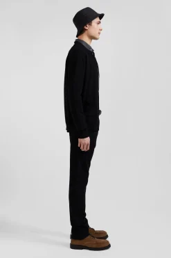 Cardigan en laine mérinos noir coupe Regular