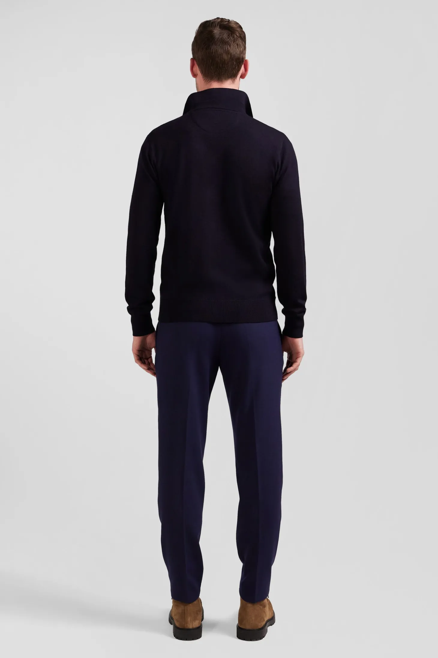 Cardigan en laine mérinos bleu marine coupe Regular