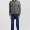 Cardigan gris zippé en coton