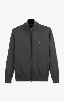 Cardigan gris zippé en coton