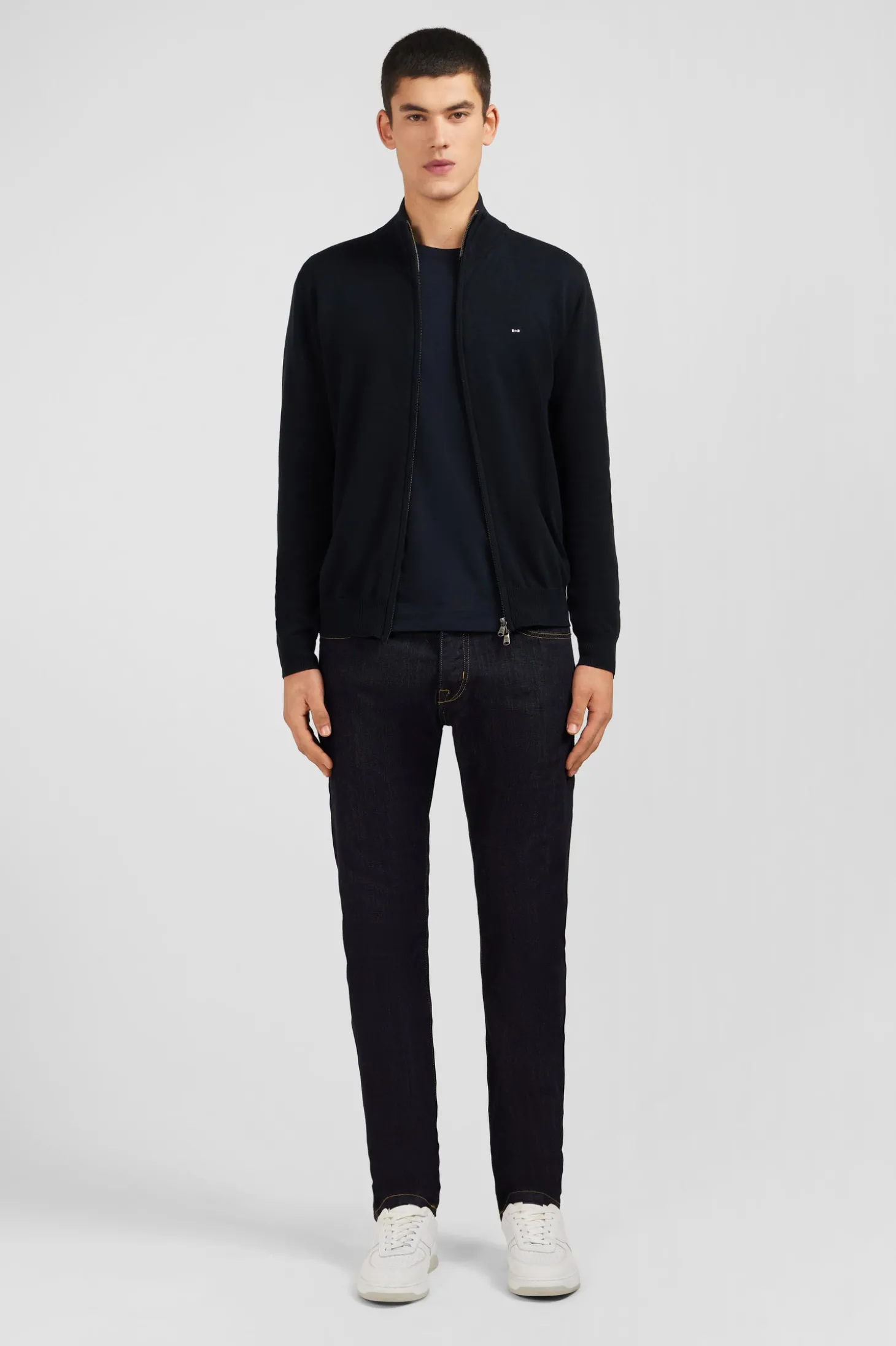 Cardigan noir zippé en coton