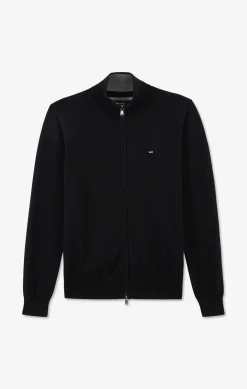 Cardigan noir zippé en coton