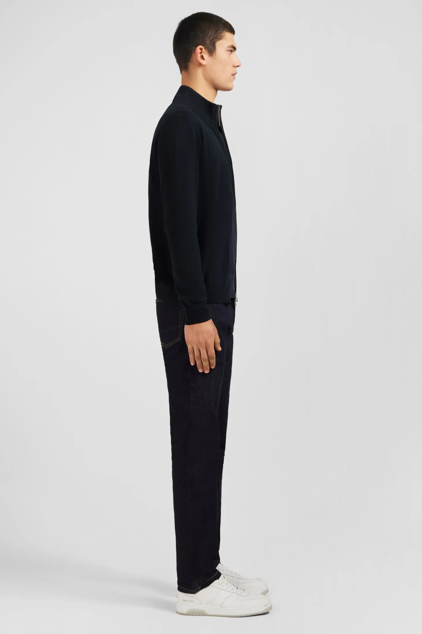Cardigan noir zippé en coton