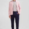 Cardigan zippé à col montant uni rose en coton