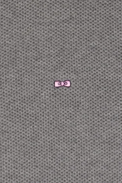 Cardigan zippé à col montant uni gris chiné en coton