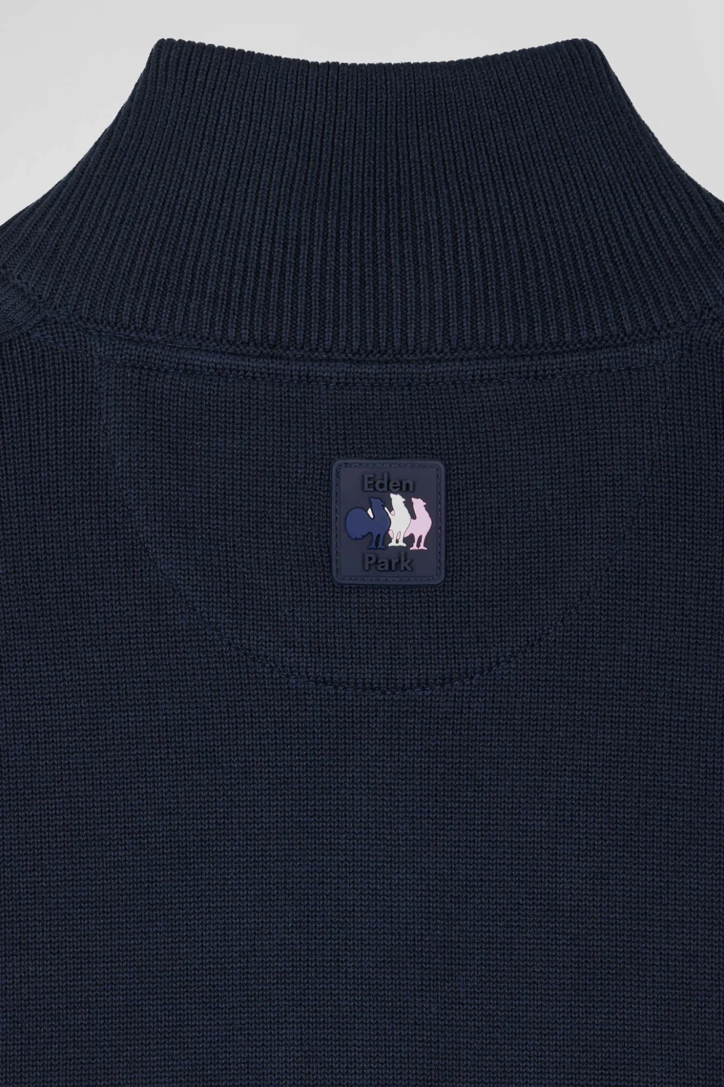 Cardigan zippé en coton bleu marine coupe Regular badge gomme détails XV de France tricolore