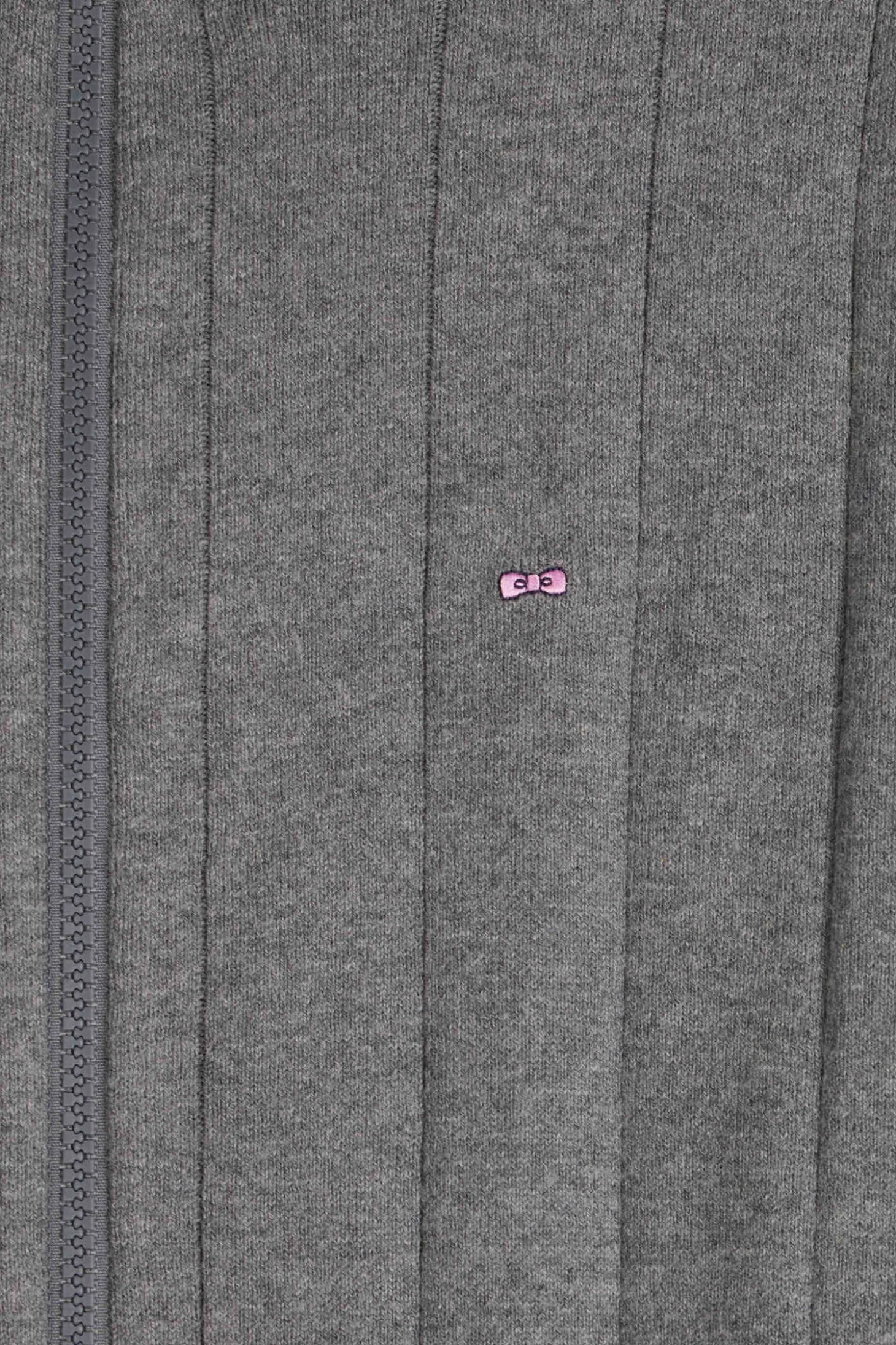 Cardigan zippé en coton et cachemire gris coupe Regular rayures verticales