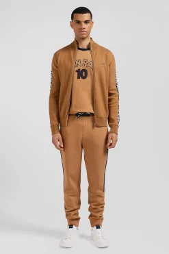 Cardigan zippé en coton milano camel coupe Regular