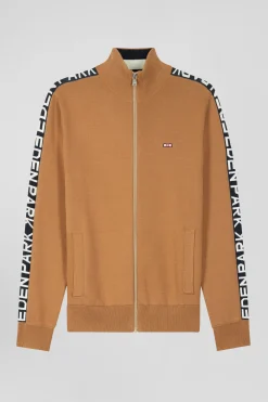 Cardigan zippé en coton milano camel coupe Regular