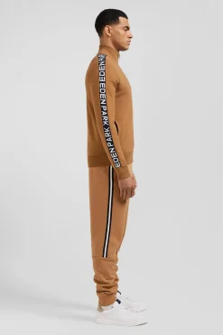 Cardigan zippé en coton milano camel coupe Regular