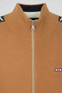Cardigan zippé en coton milano camel coupe Regular